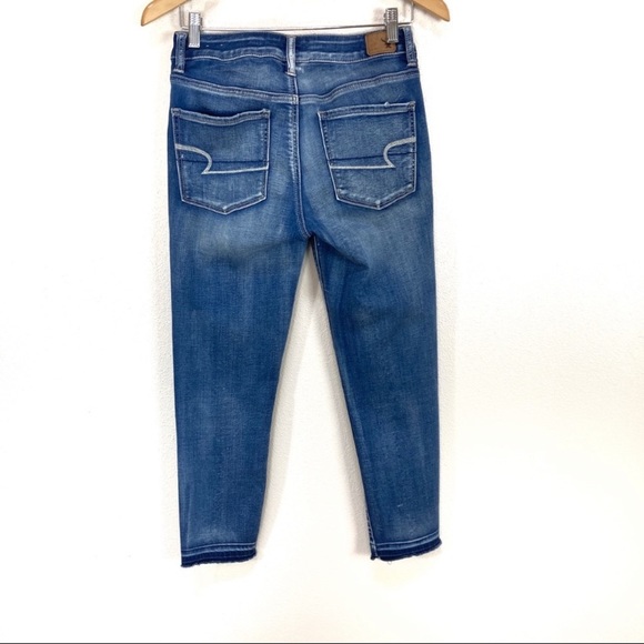 American Eagle Hi-Rise Jegging‎ Crop Destructed Skinny Jeans Women’s Sz 6 Long - Picture 4 of 5